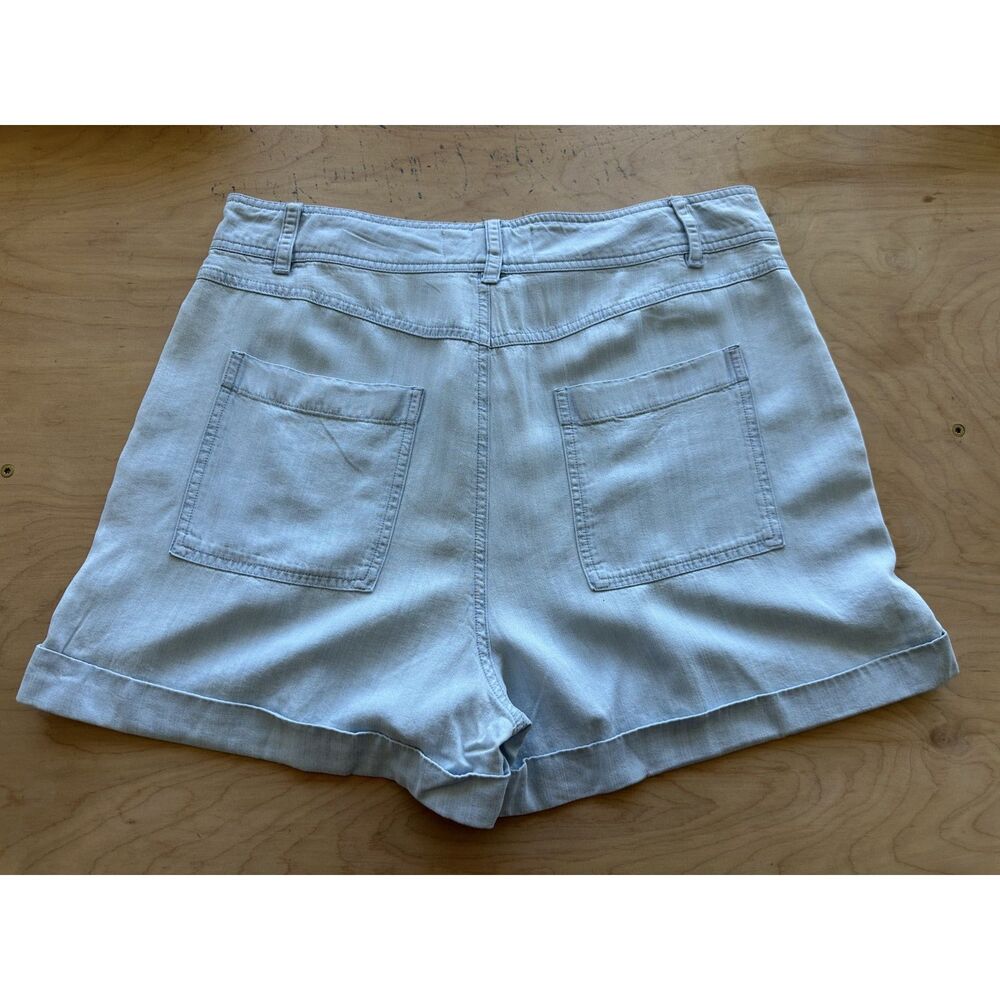 Anthropologie Cloth & Stone Chambray Tencel Shorts Women’s M Zip Fly - Picture 6 of 10